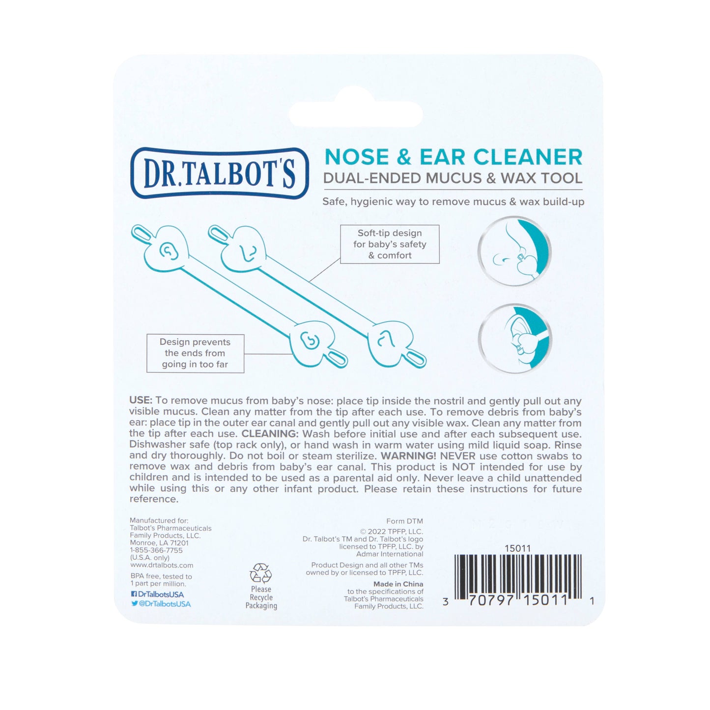 2 Pack Nose and Ear Cleaner with Case: Blue/Aqua