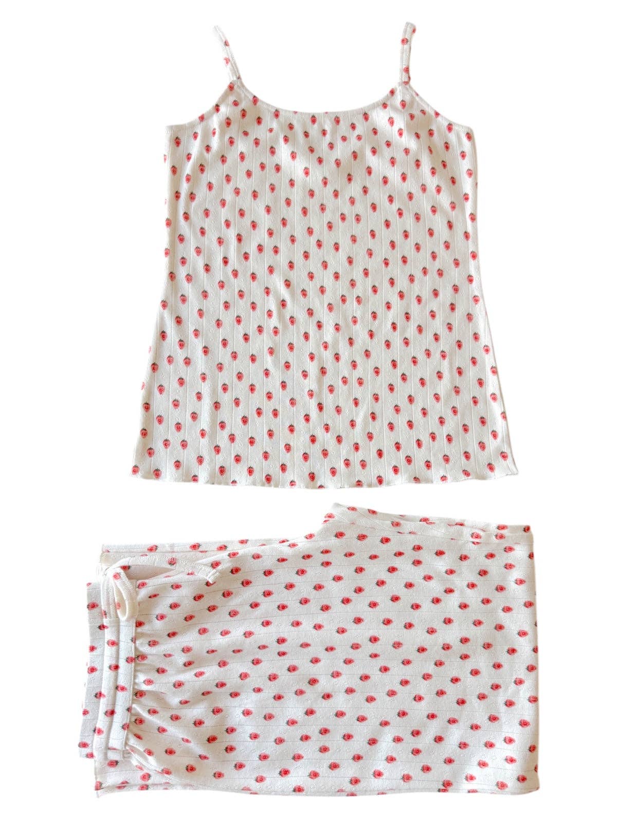 White Strawberry / Organic Pointelle Women's Cami Lounge Set