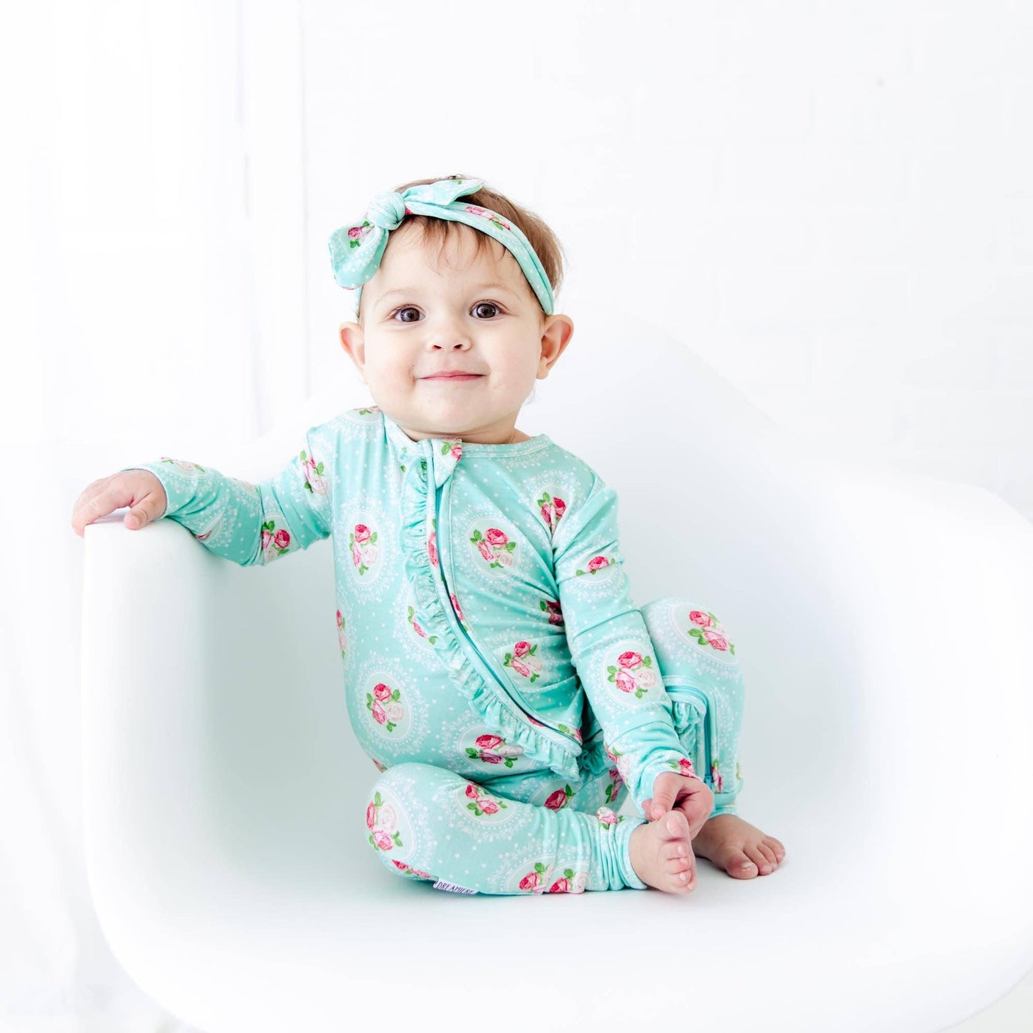Ring Around The Roses Floral Ruffle Convertible Footie Bamboo Baby Pajamas