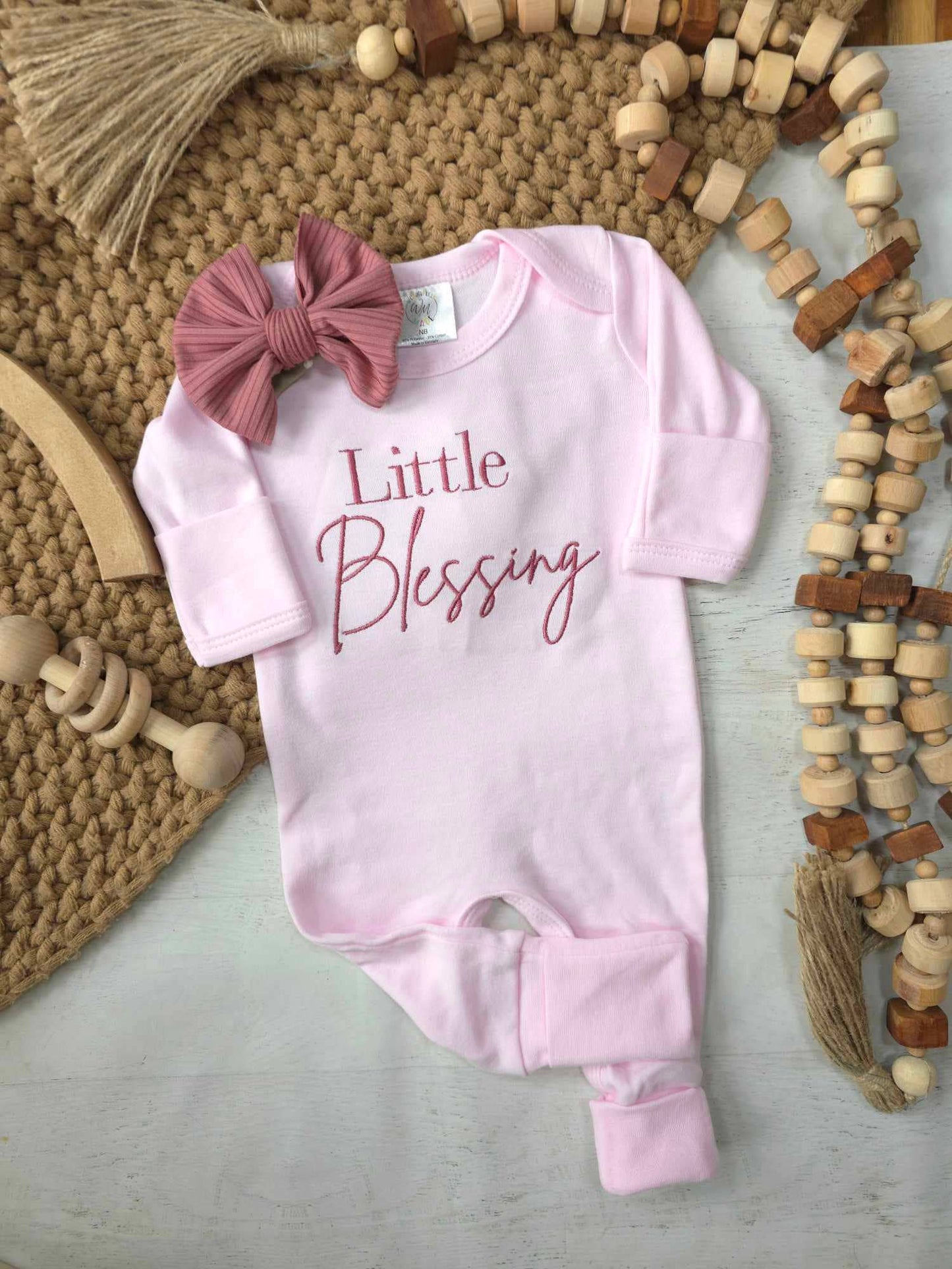 Little Blessing Pink: Romper and Bow