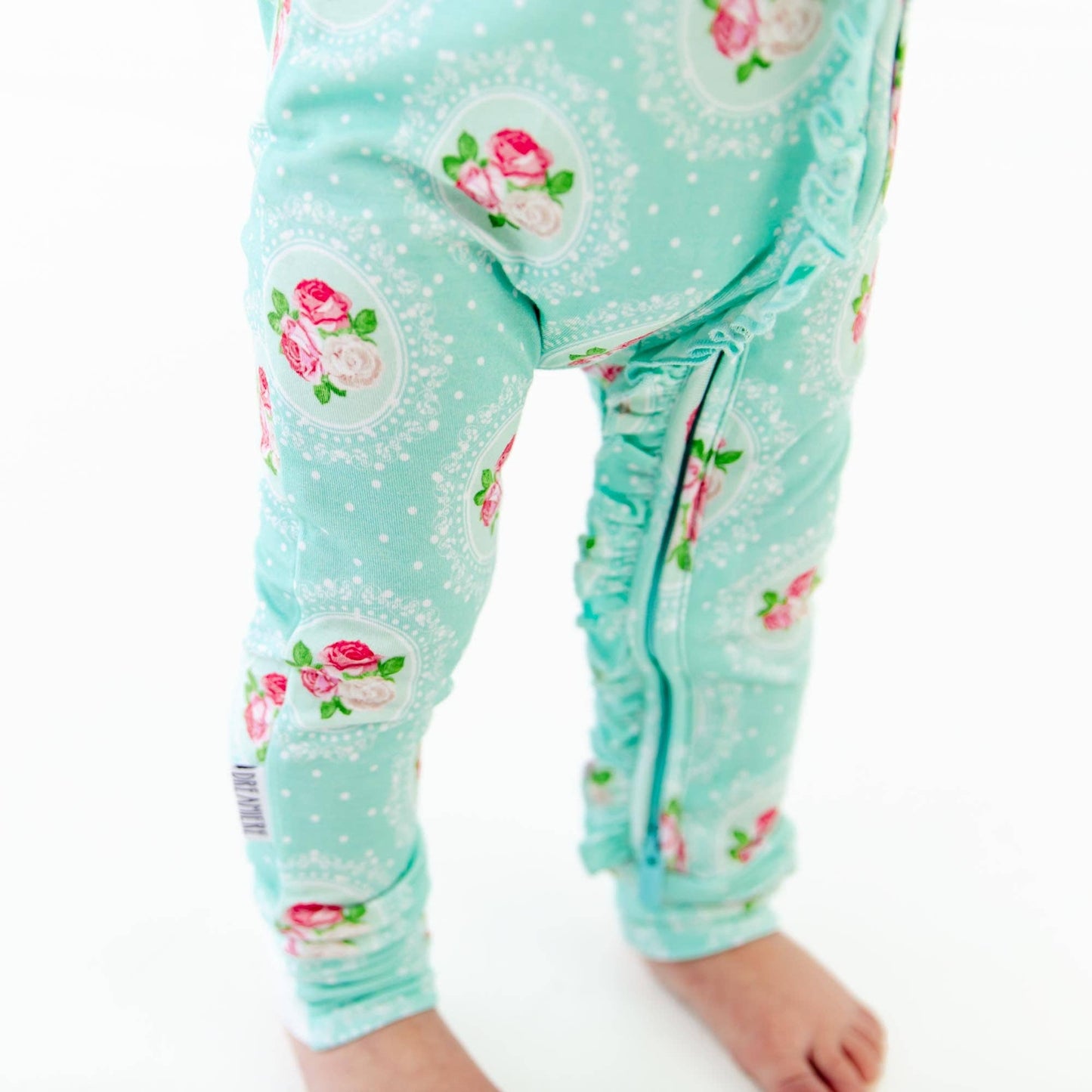 Ring Around The Roses Floral Ruffle Convertible Footie Bamboo Baby Pajamas