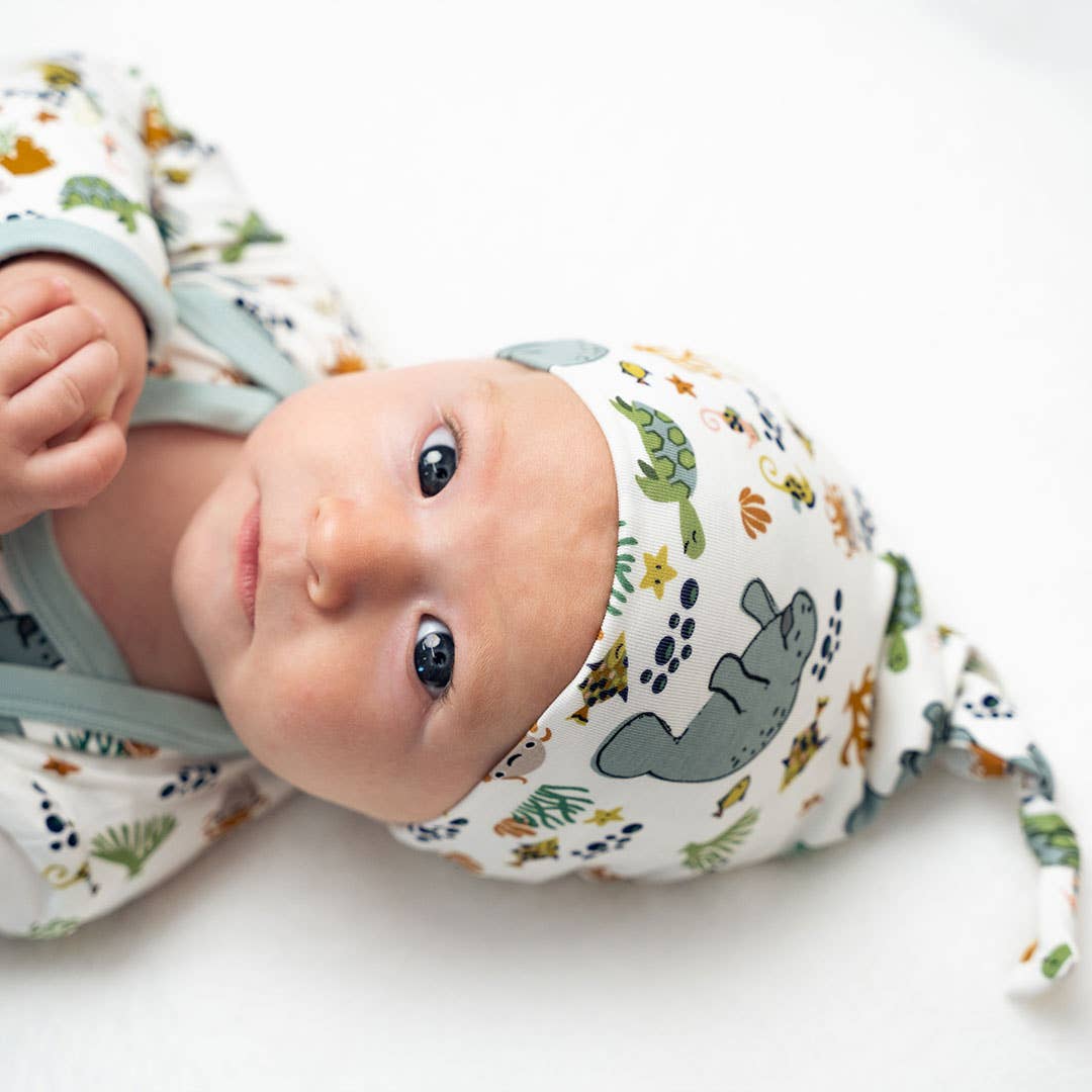 Manatee Ocean Bamboo Knotted Baby Gown Newborn Baby Gift Set