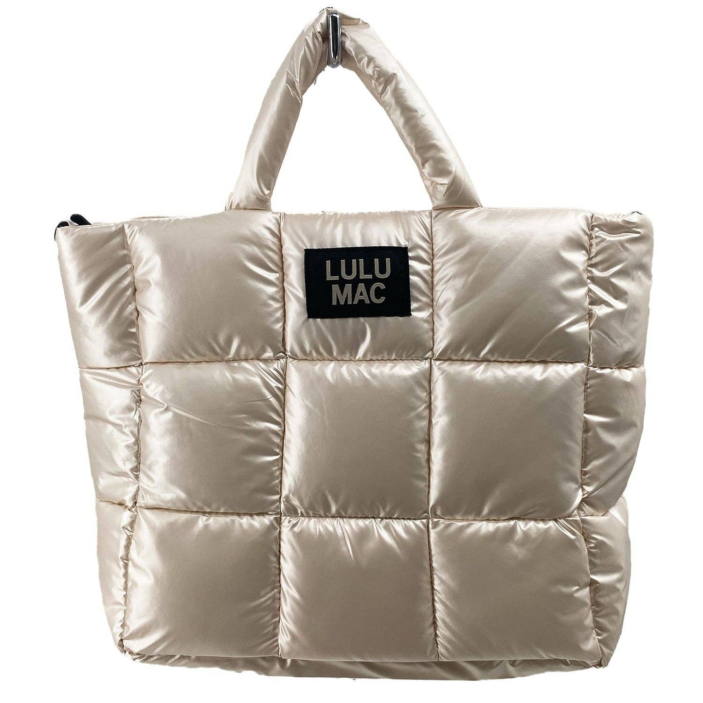 Large Puffer Metallic Handbag- Off-White