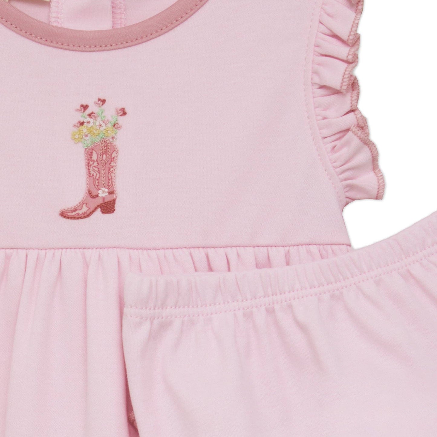 Boots and Blooms Ruffle Diaper Cover Set - Pink