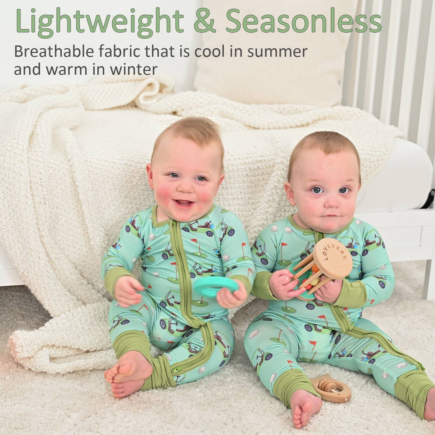 Golf A Round Baby Bamboo 2 Way Zipper Baby Romper