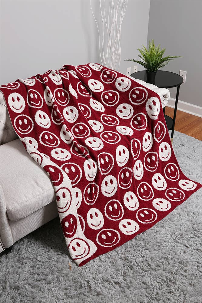 Luxury Soft Happy Face Throw Blanket: Pink