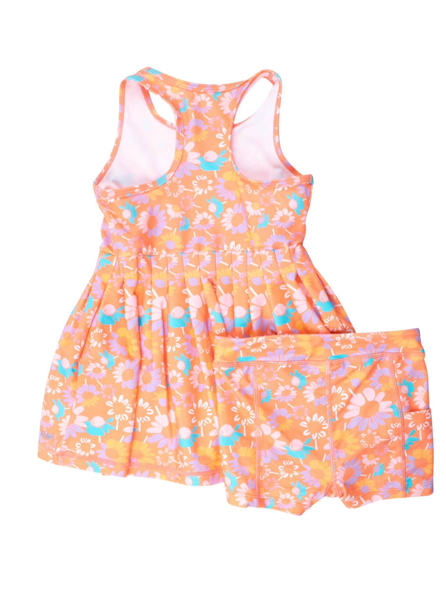 Girls Coral Floral Active Dress & Bike Short Set