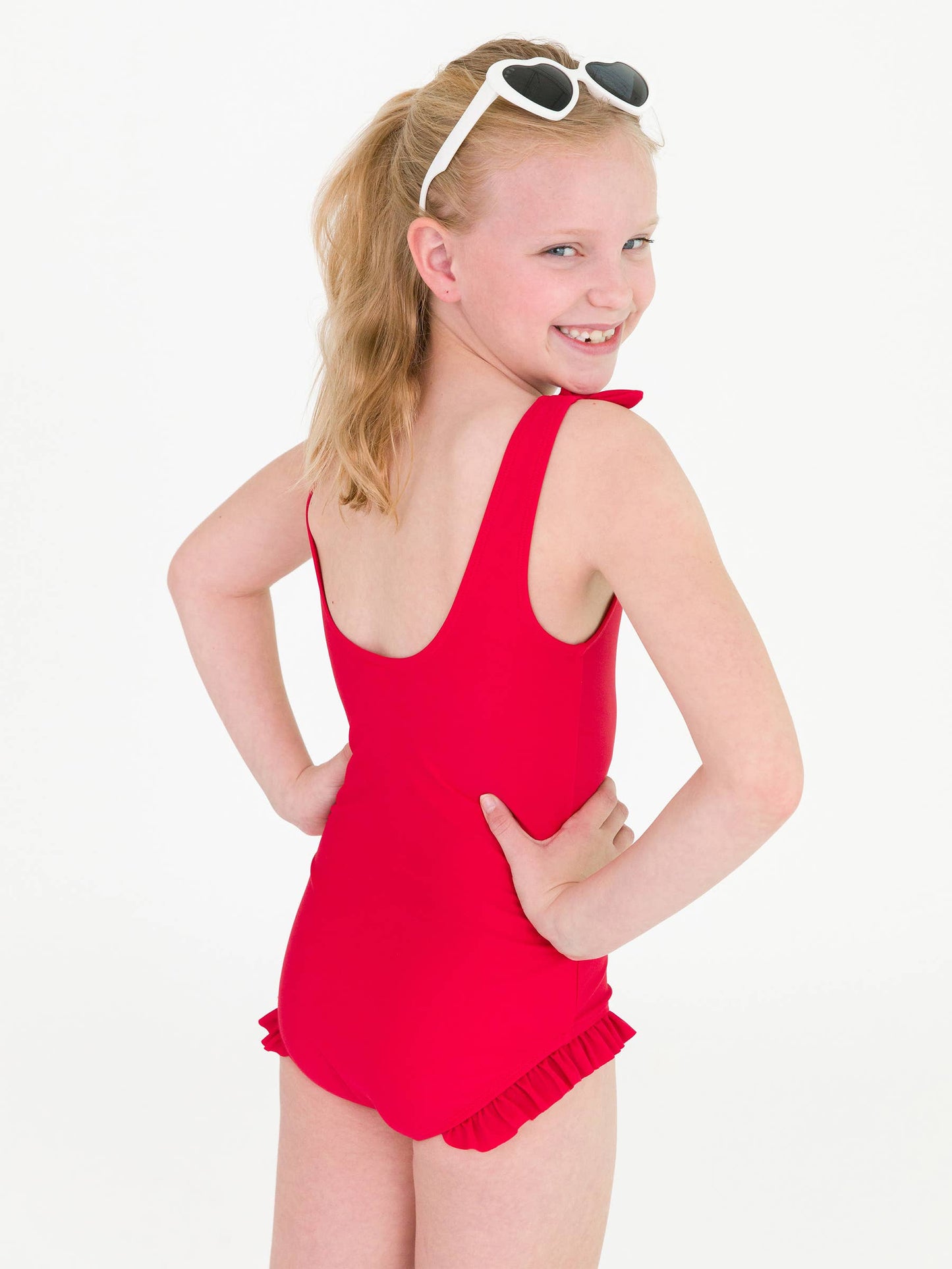 True Red Tie Shoulder One Piece
