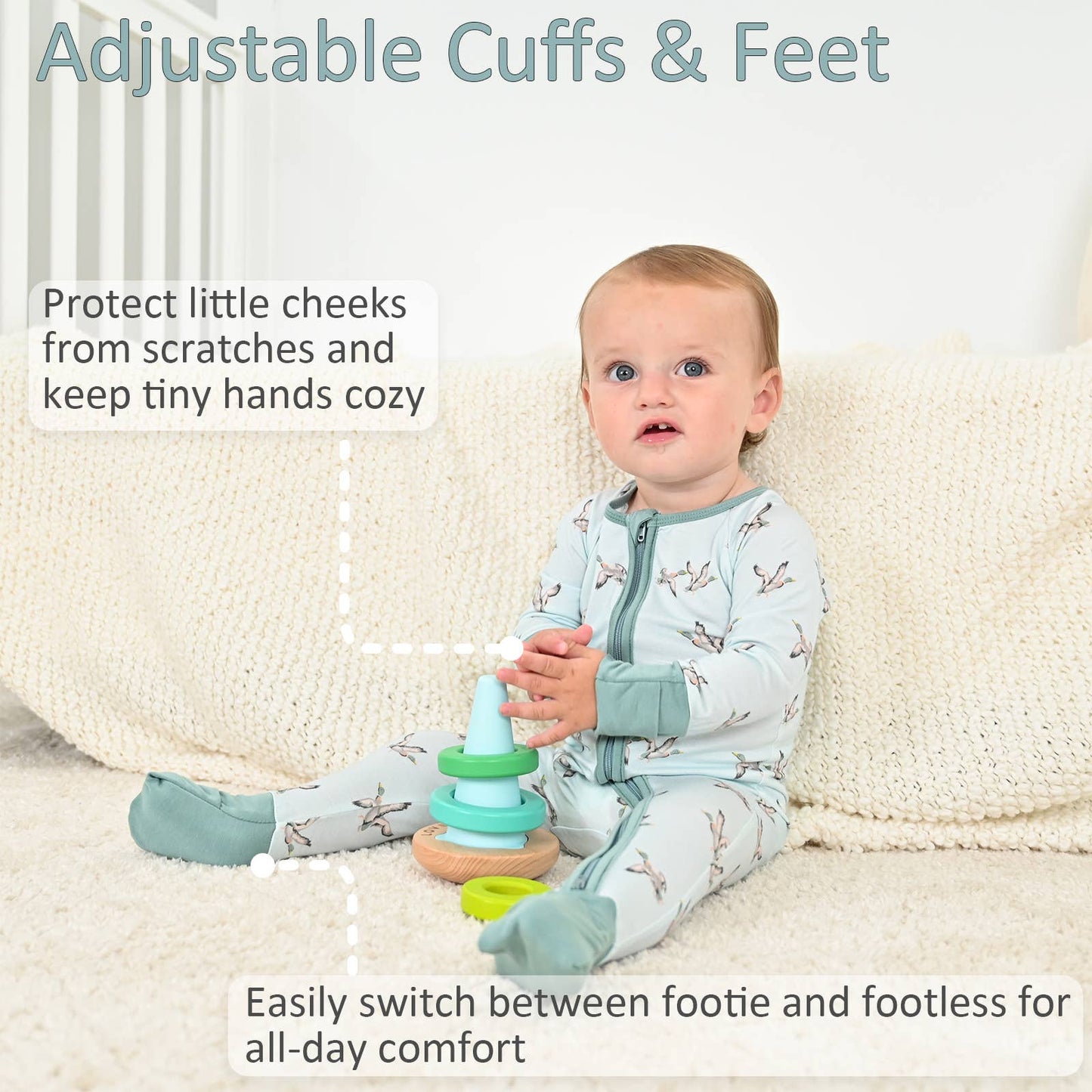 Quackin'up Mallard Duck Baby Bamboo 2-Way Zipper