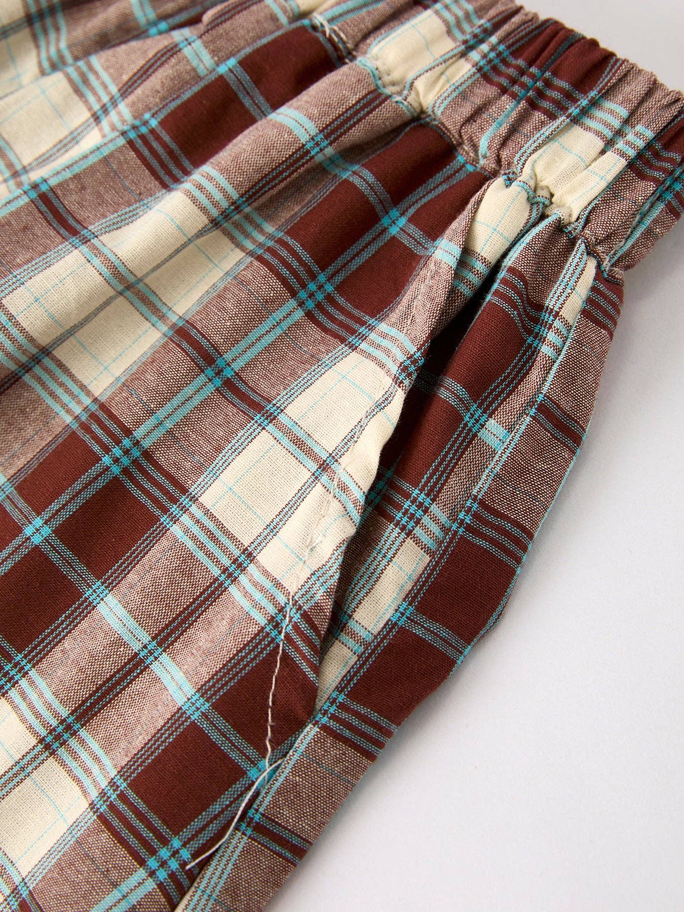 Coffee Green Plaid Girls Two-Piece Set