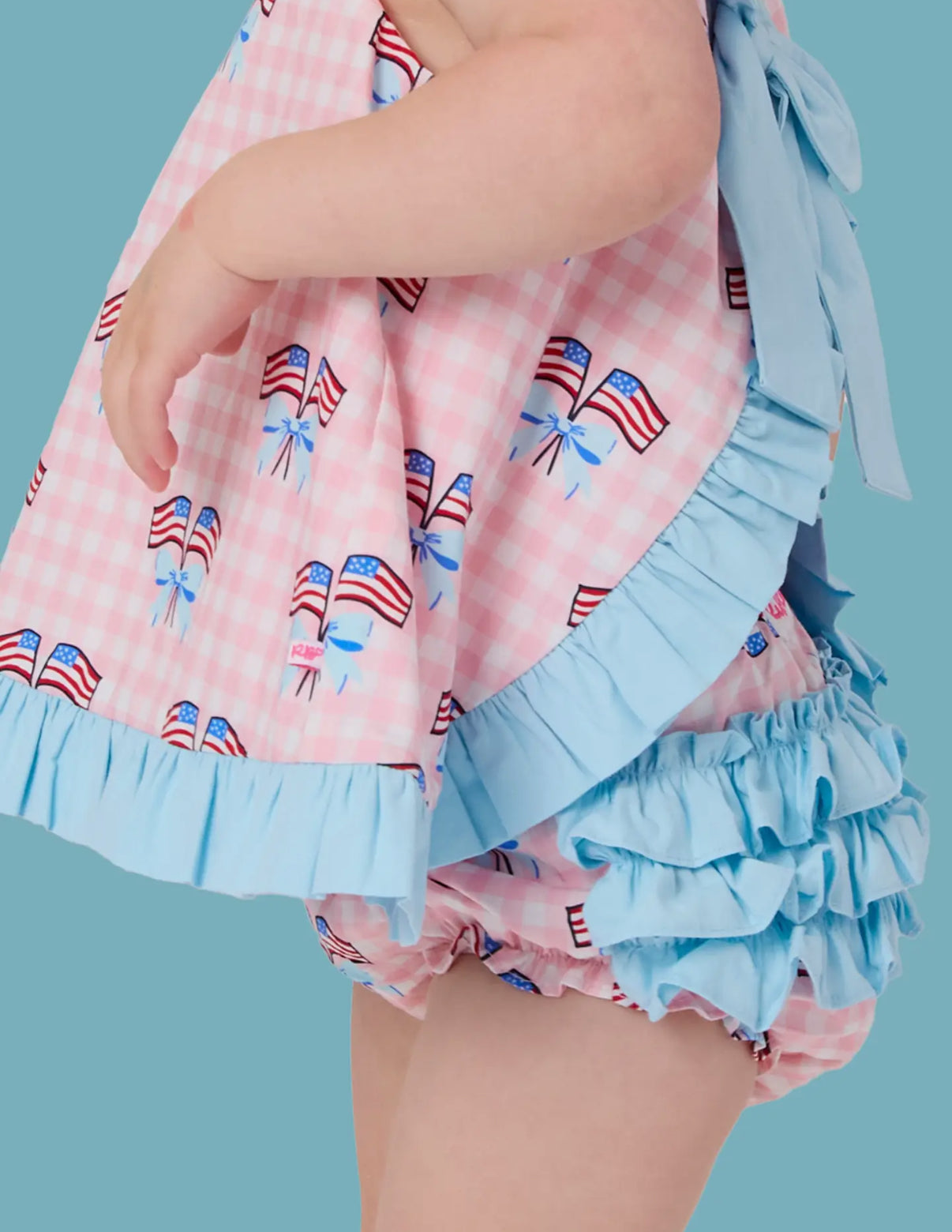Baby Girls Pink Patriotic Gingham
Ruffle Swing Top & Bloomer Set