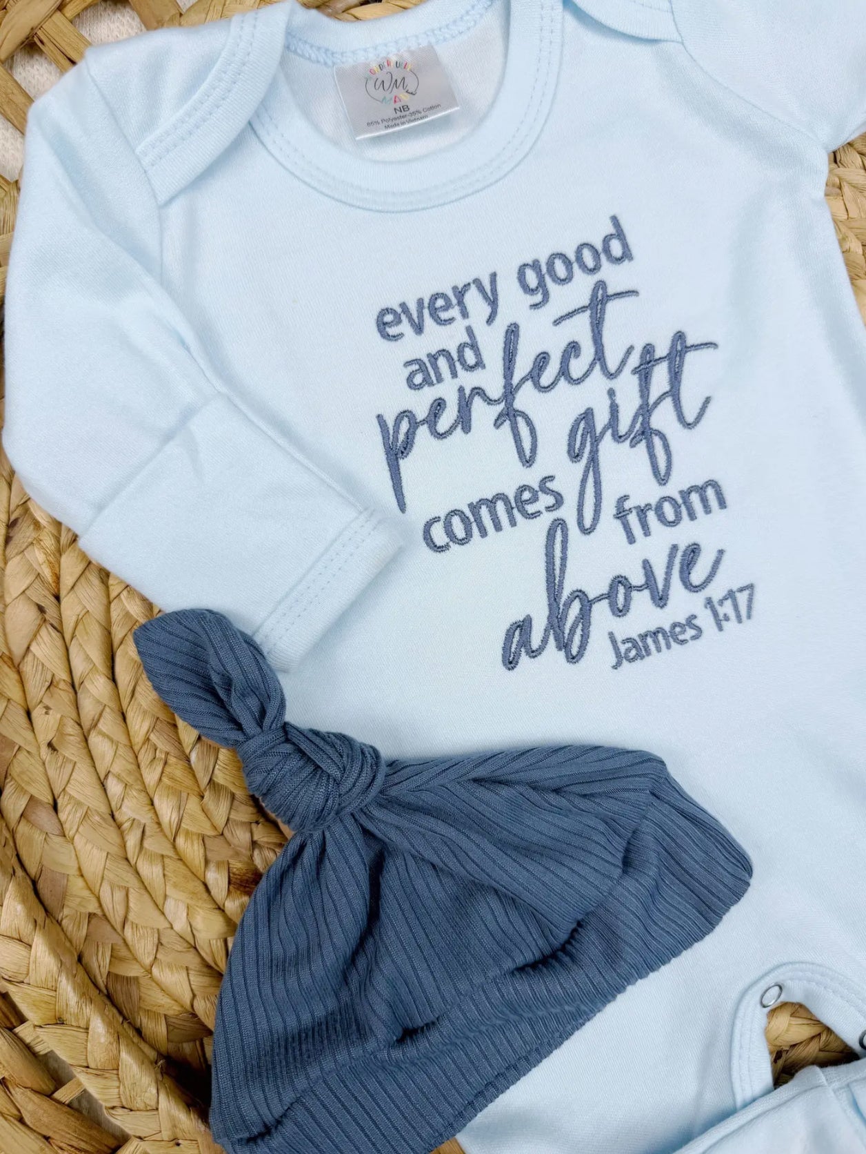 Every Good and Perfect Gift Baby Outfit and Knotted Hat