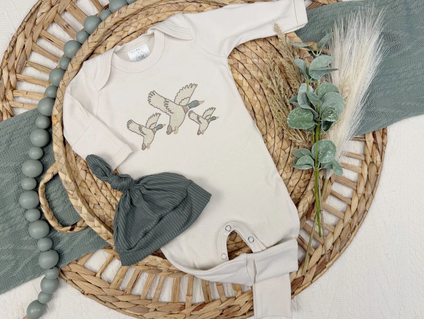 Mallard Duck Baby Footie and Hat