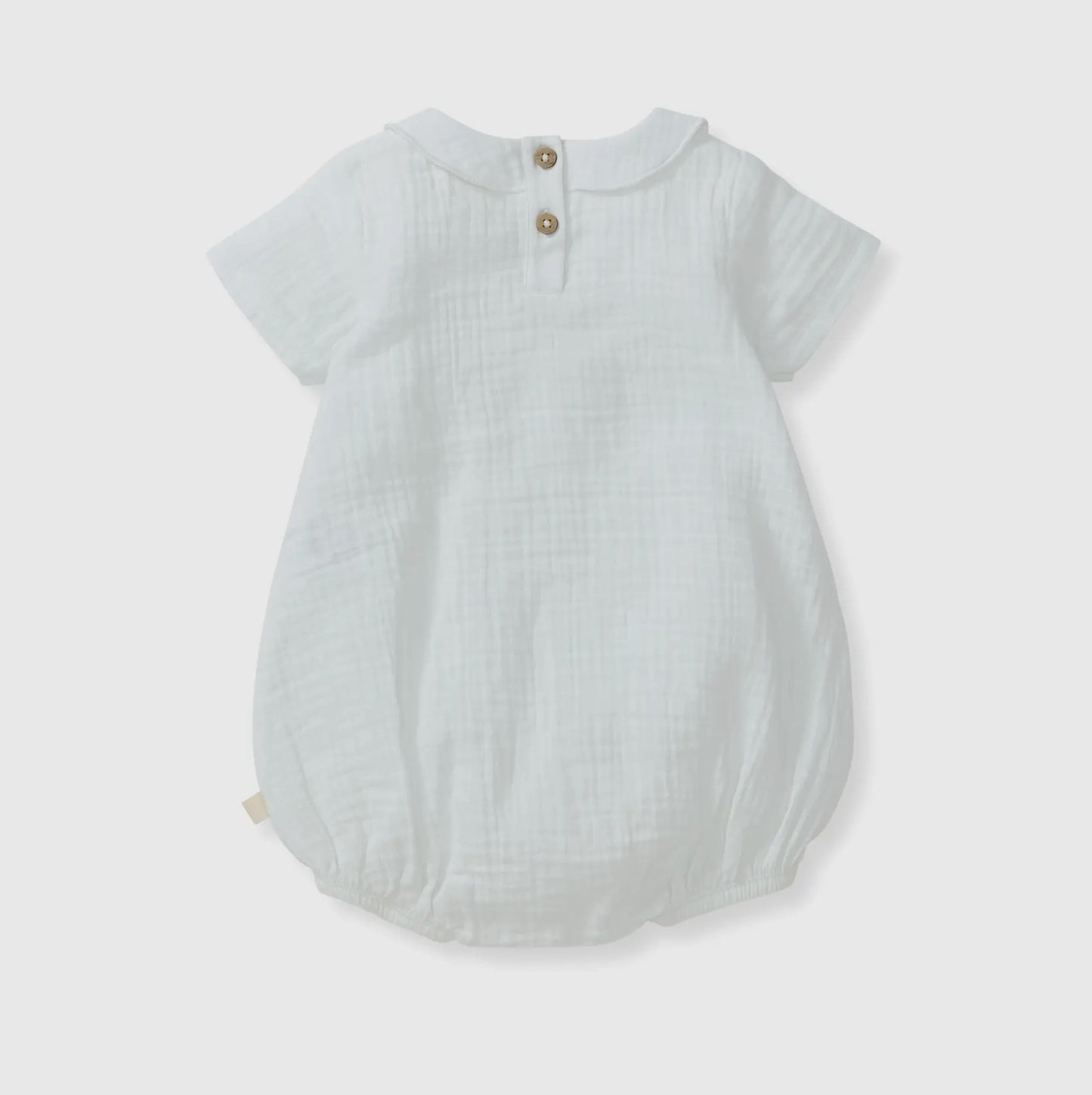 Barely Blue Muslin Collar Bubble Romper