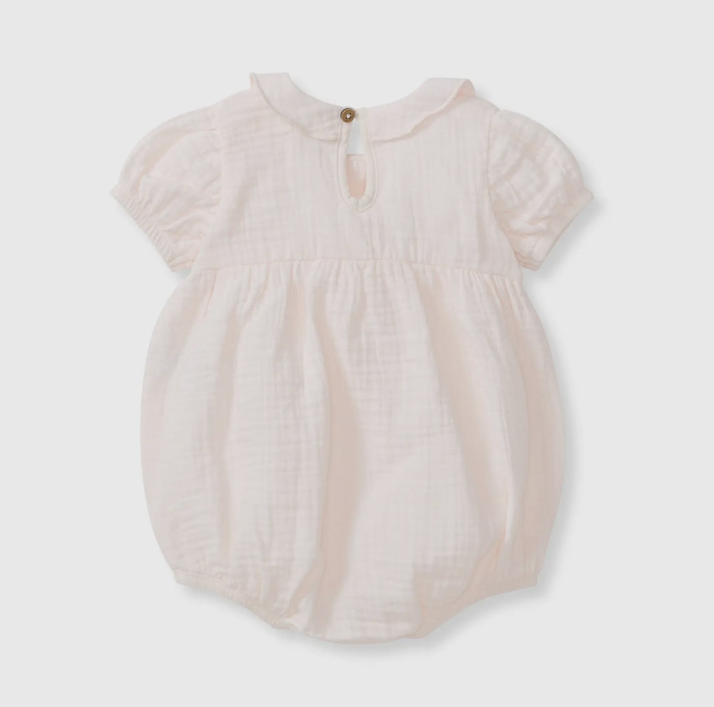 Airy Pink Muslin Collar Bubble Romper