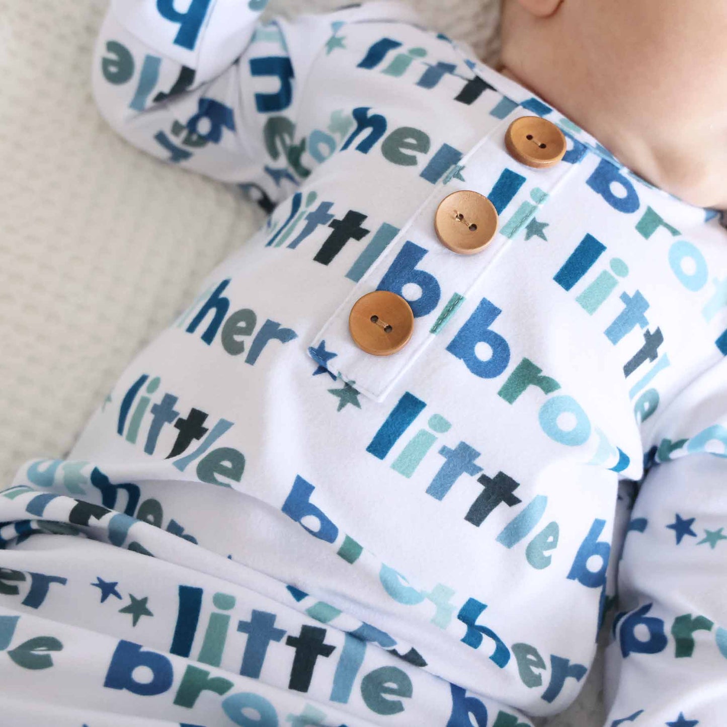 Little Brother Newborn Baby Knot Gown & Hat Set