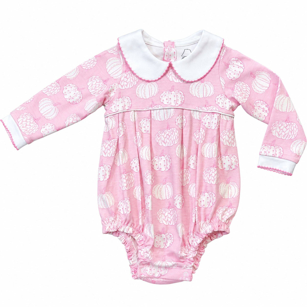 Long Sleeve Pleated Bubble: Pretty Pink Pumpkins