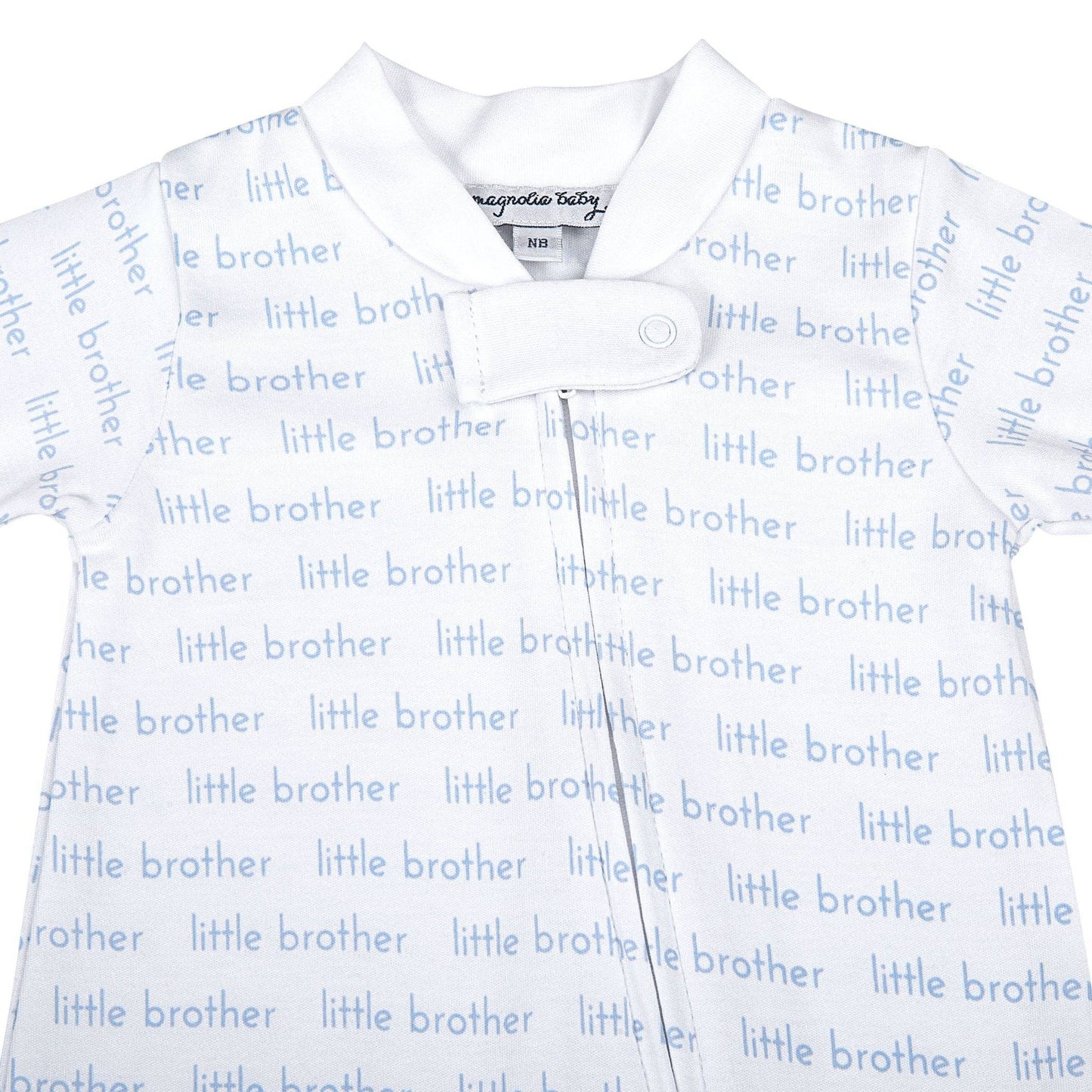 Little Brother Print Zip Footie: Newborn