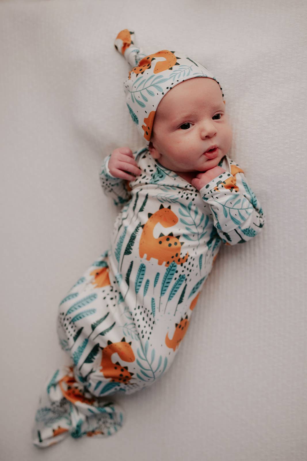 Dinosaur Knotted Gown: Gown & Hat