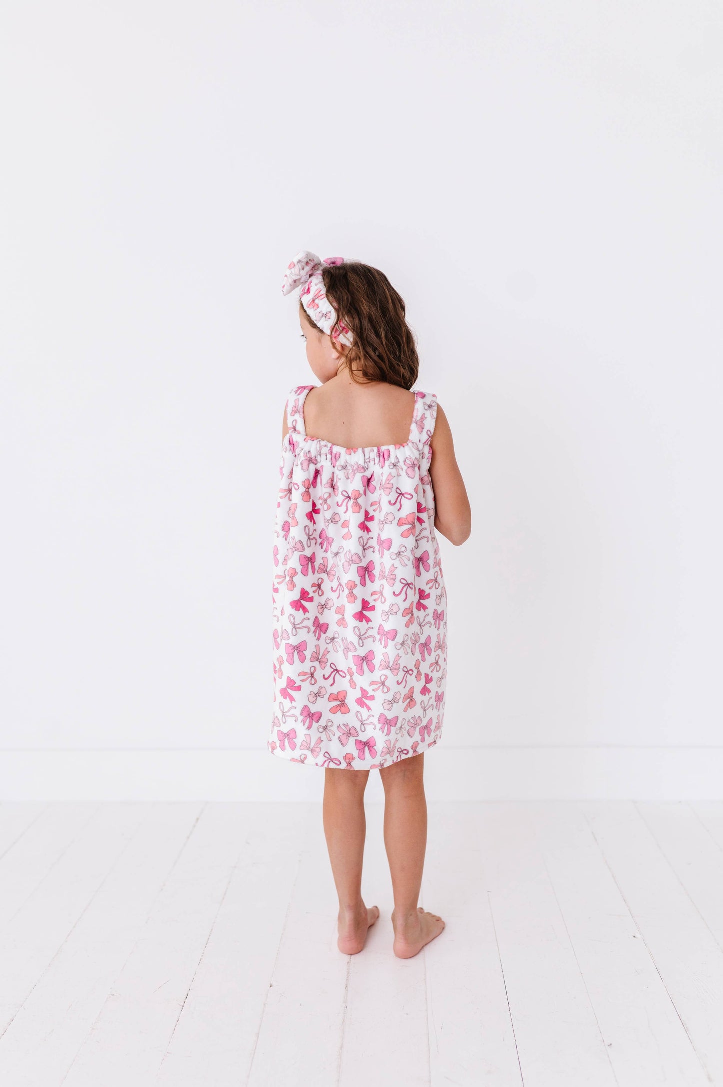 Plush Spa Wrap - Pink Bows: S/M(6-10)
