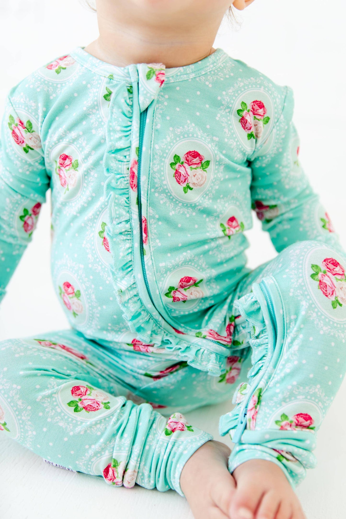 Ring Around The Roses Floral Ruffle Convertible Footie Bamboo Baby Pajamas