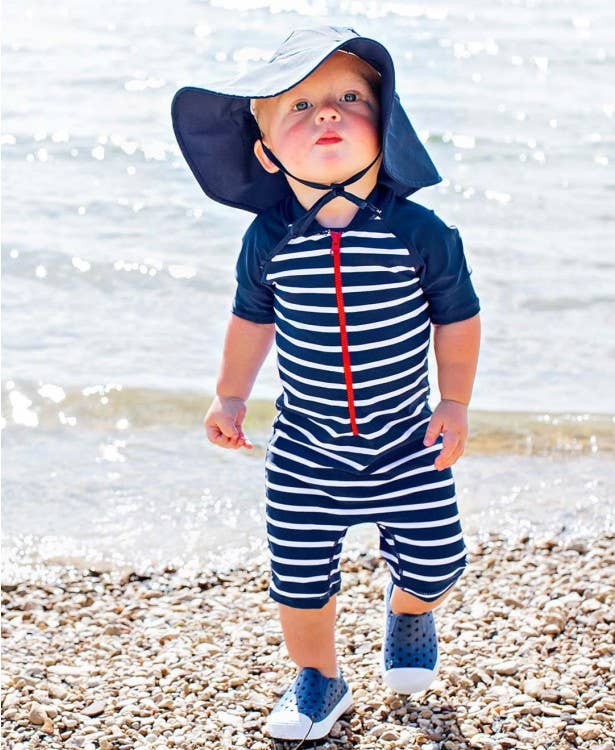 Navy Sun Protective Hat: 0-6m