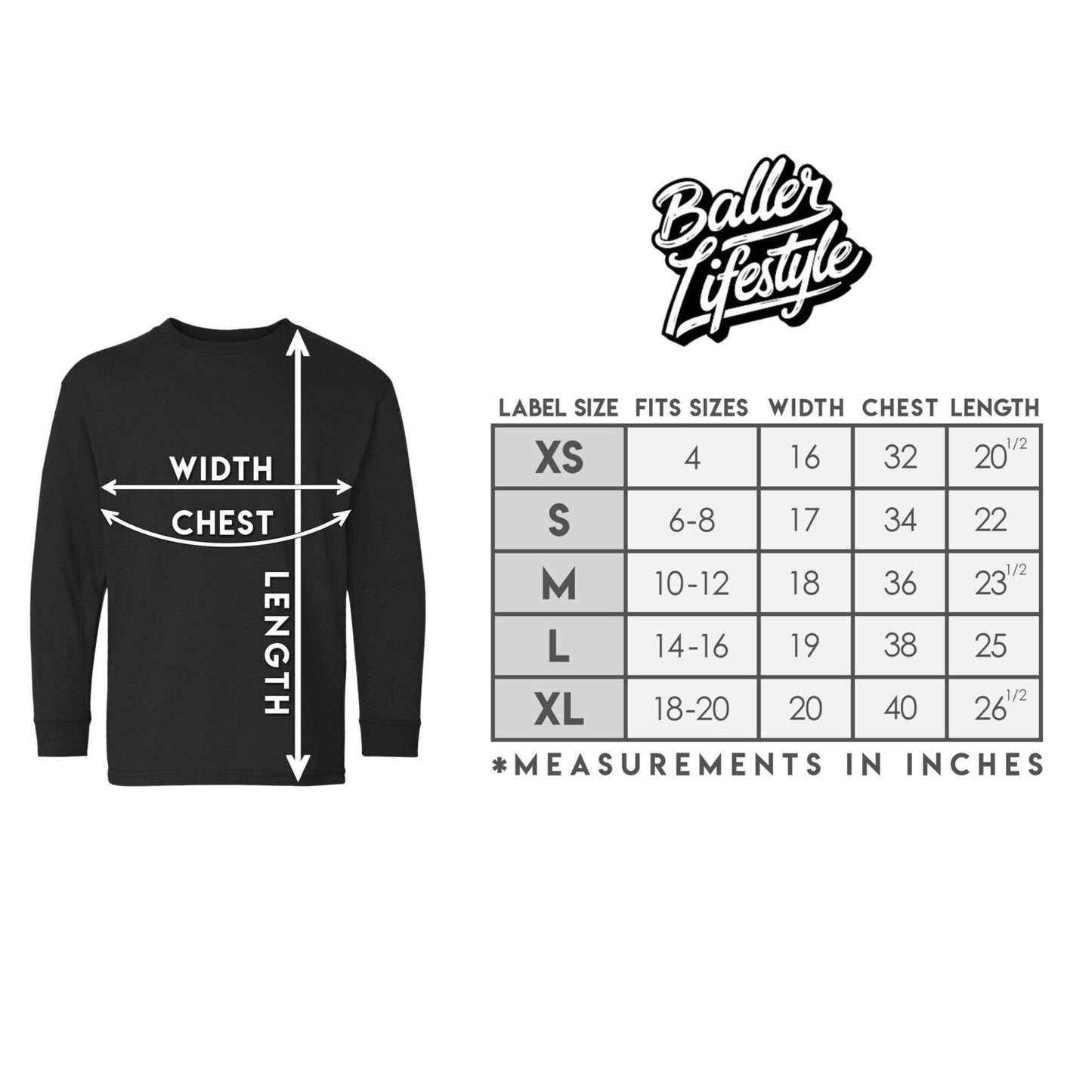 Baseball Youth Long Sleeve Tee: Youth Large