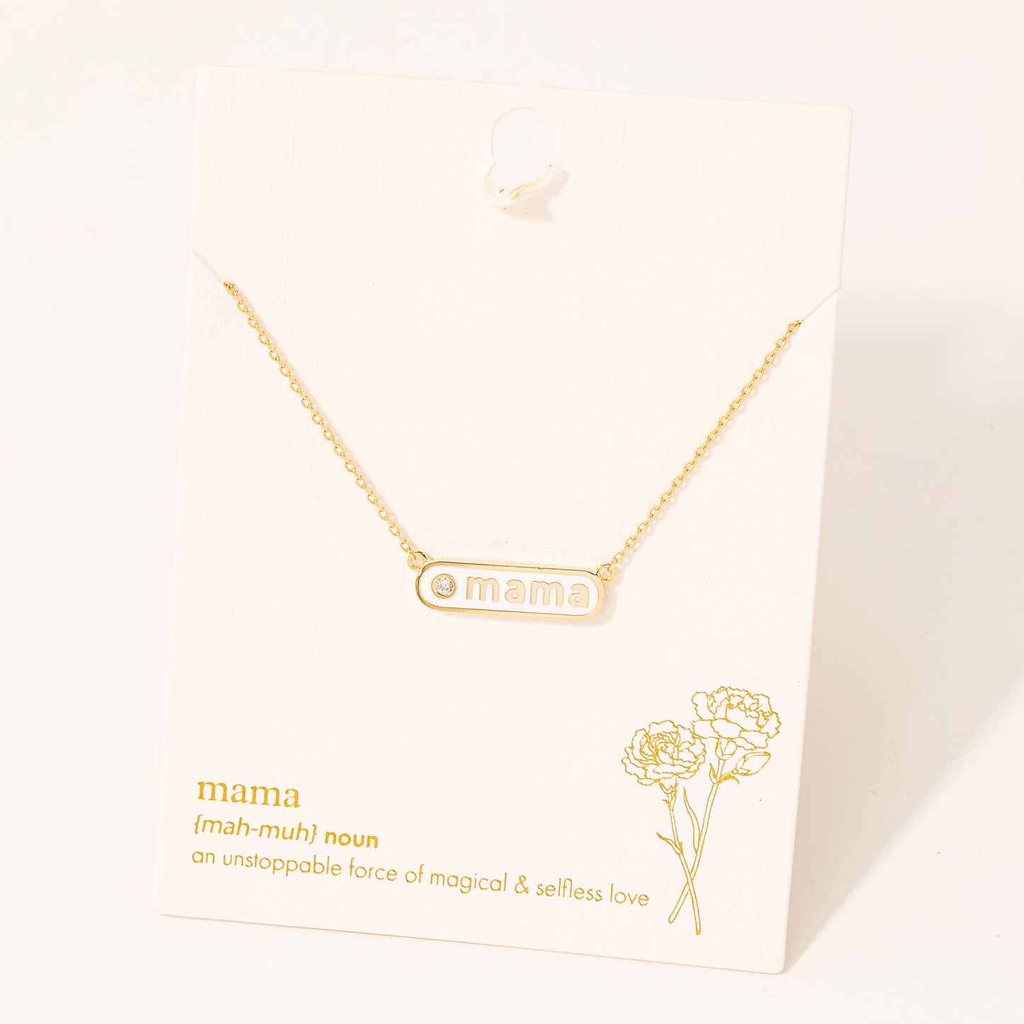Mama Bar Pendant Necklace- Pink