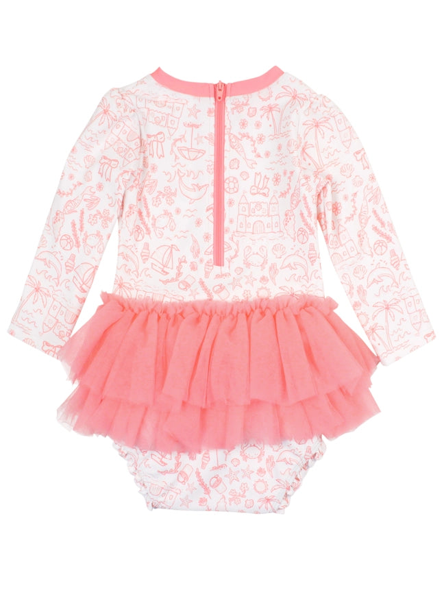 By the Seaside Tulle Skirted One Piece Rash Guard