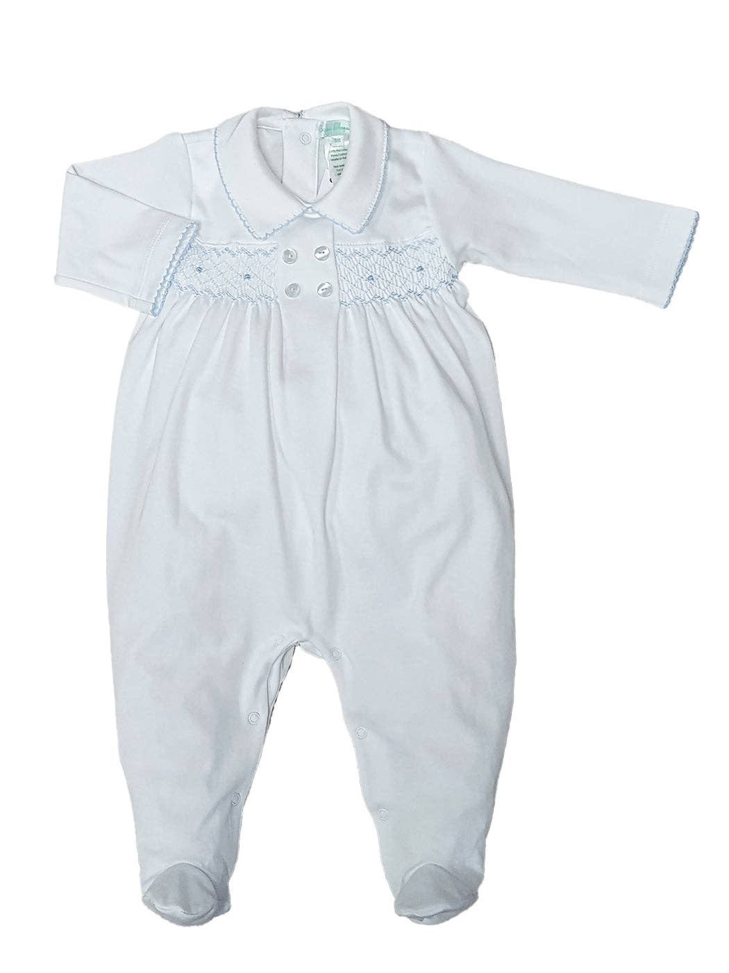 Baby Boy's "Celine and Tom" Hand Smocked Footie: NB