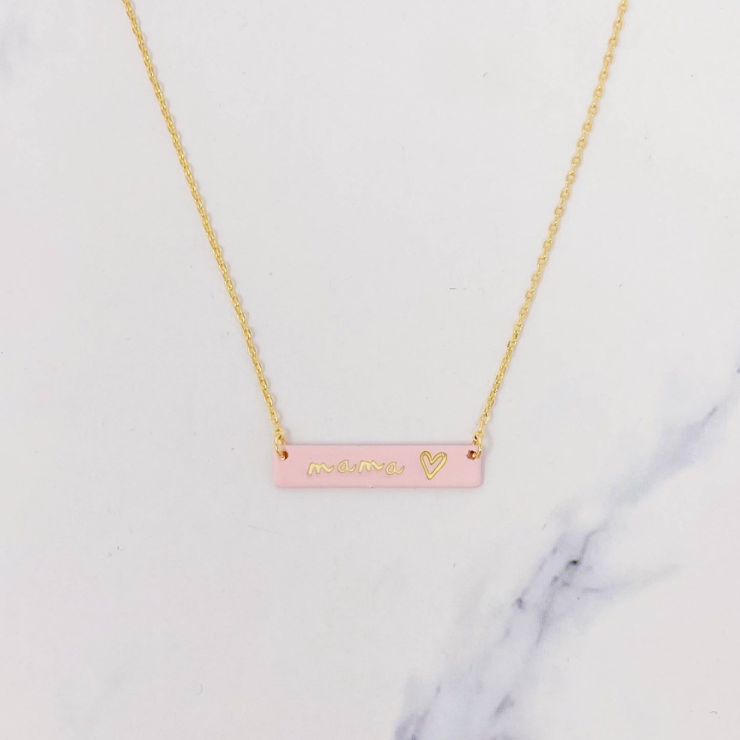 Mama Bar Heart Necklace: Sky