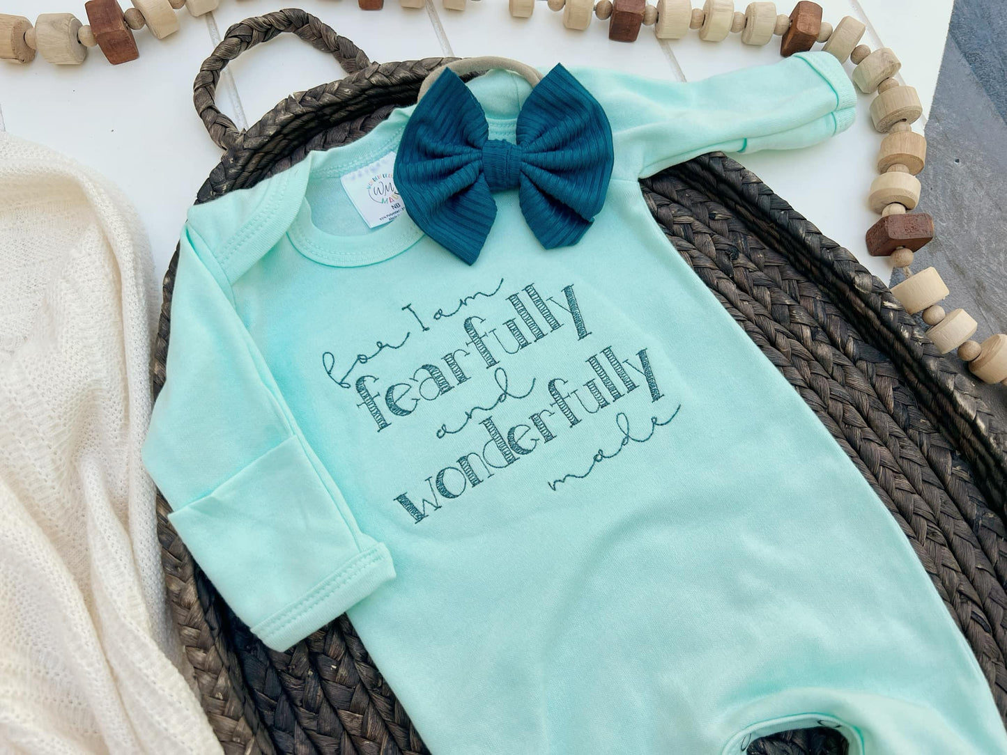 Wonderfully Made - Mint: Newborn / Romper Only