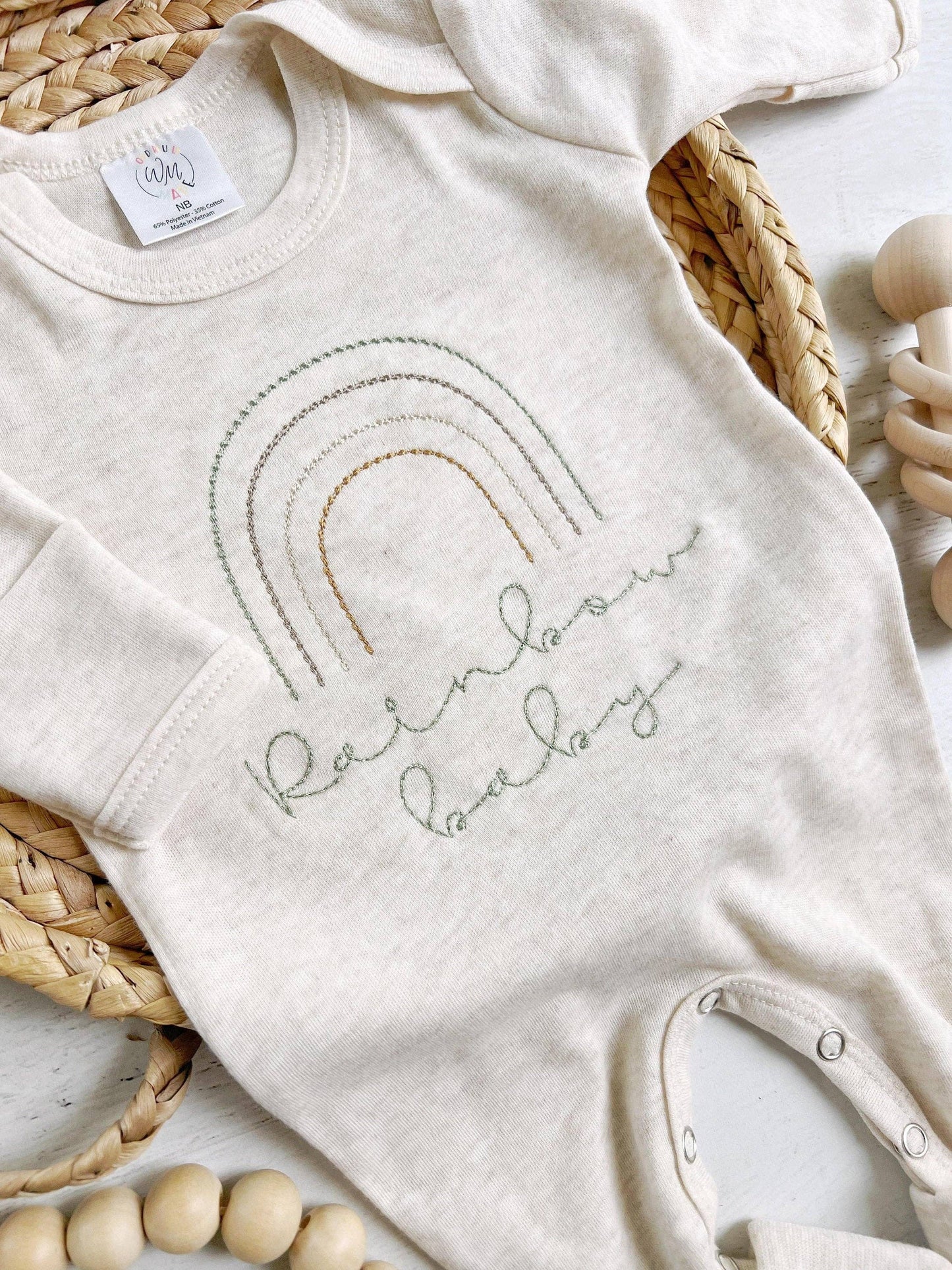 Boho Baby Romper With A Sweet Muted Rainbow: Romper Only