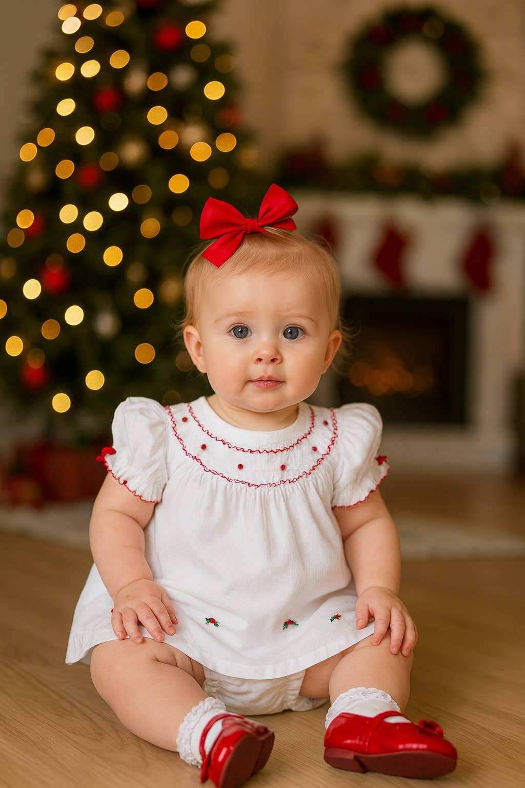 Christmas Santa Claus Baby Girls Bishop Set