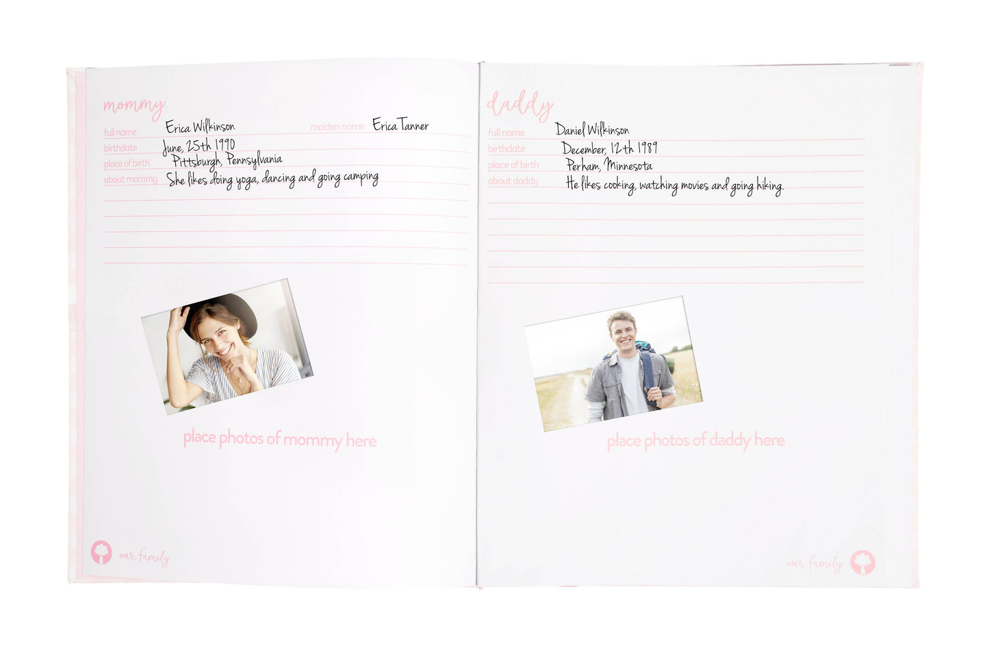 Gingham Baby Memory Book and Clean-Touch Ink Pad, Pink