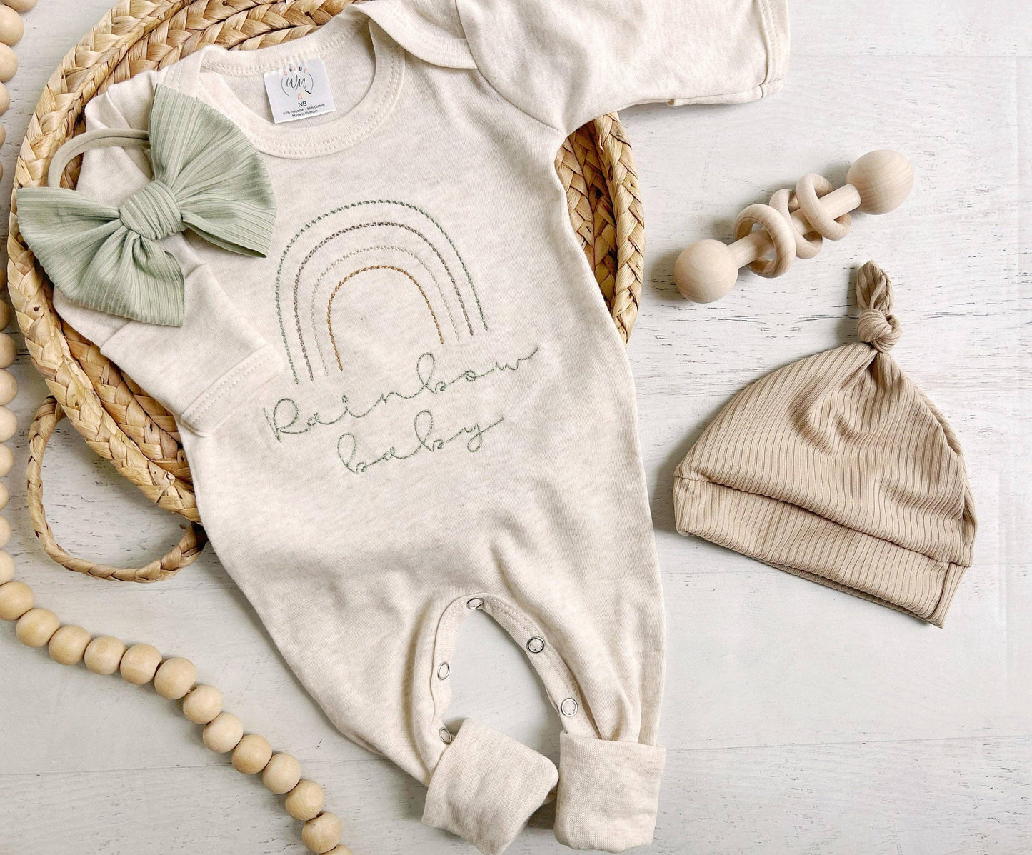 Boho Baby Romper With A Sweet Muted Rainbow: Romper Only