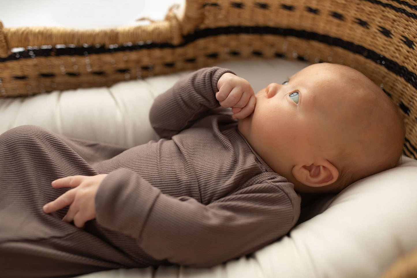 Cocoa Brown Ribbed Knotted Newborn Baby Gown sleepwear: Gown & Hat