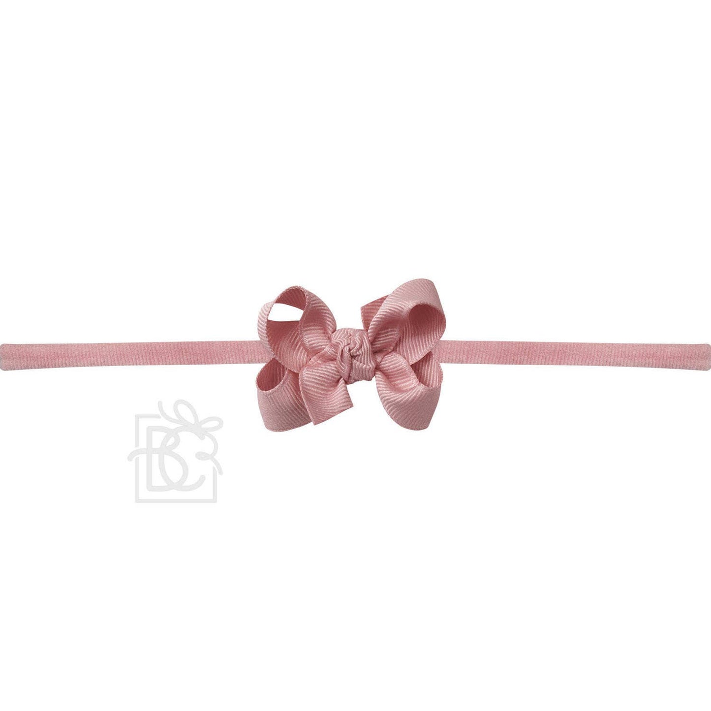 1/4" NYLON PANTYHOSE HEADBAND W/SIGNATURE GROSGRAIN BOW: L. PINK / 4.5" Large