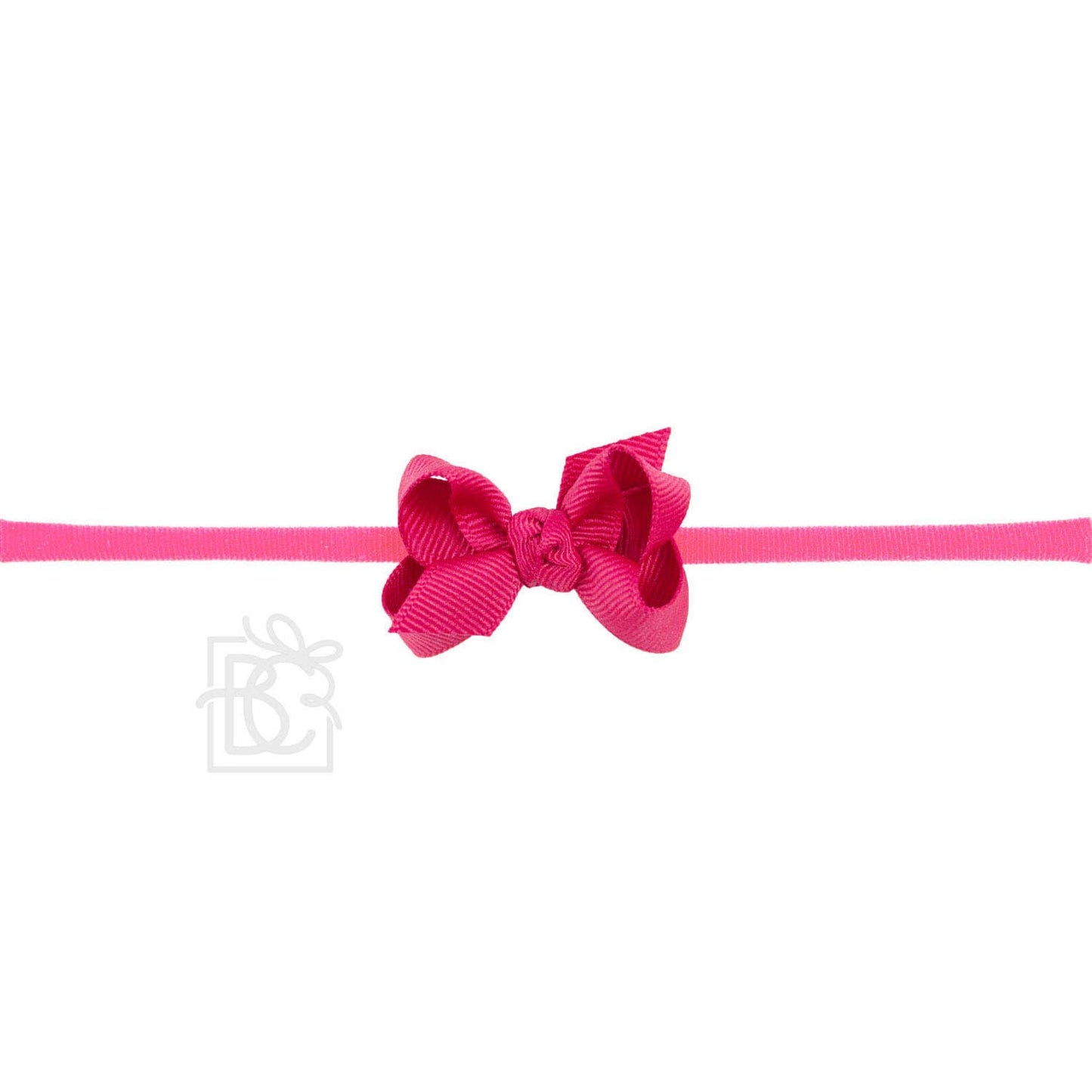 1/4" NYLON PANTYHOSE HEADBAND W/SIGNATURE GROSGRAIN BOW: L. PINK / 4.5" Large