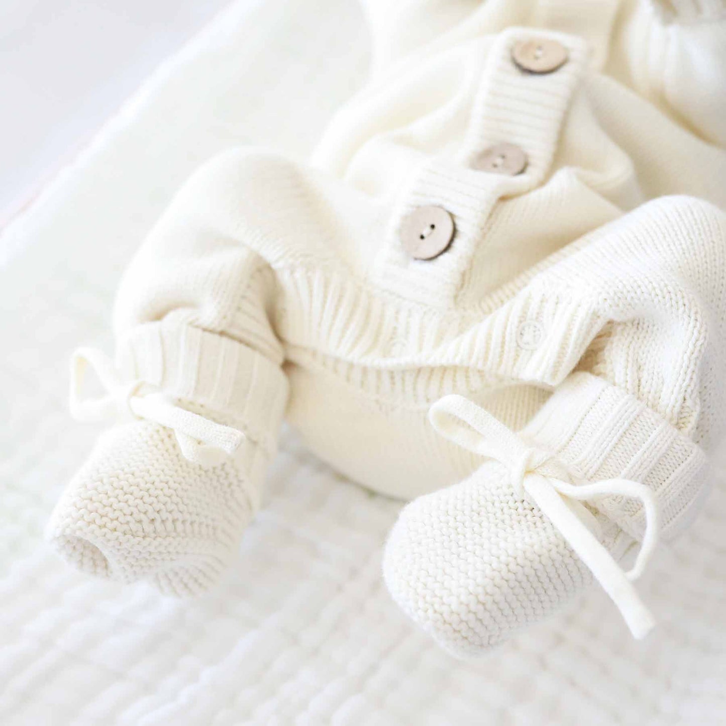 Knit Sweater Button Romper | Ivory: NB