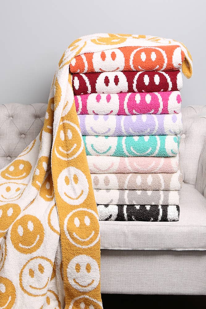 Luxury Soft Happy Face Throw Blanket: Pink