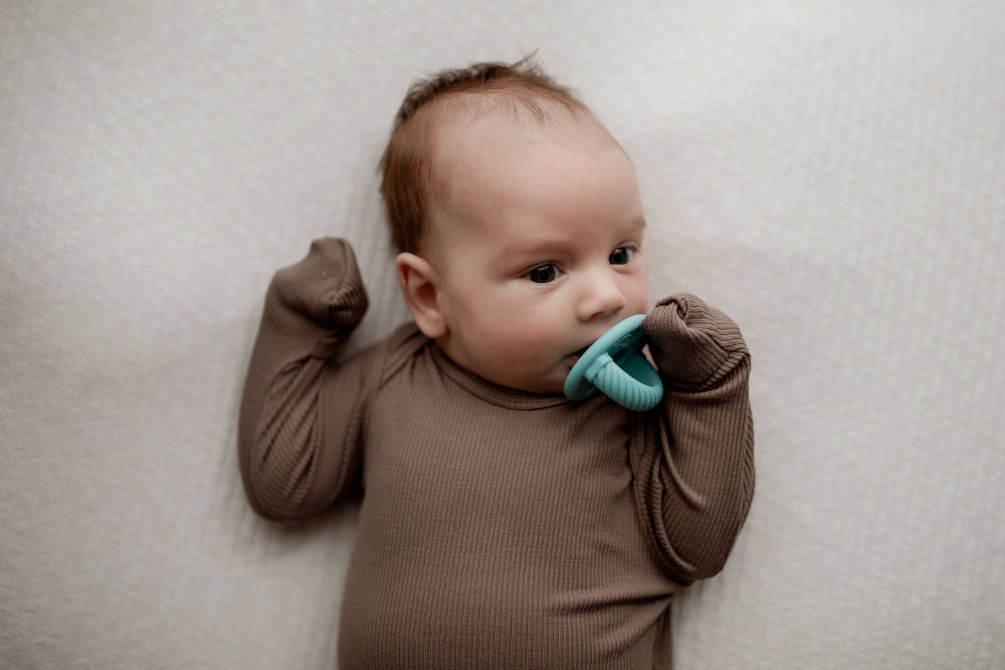 Cocoa Brown Ribbed Knotted Newborn Baby Gown sleepwear: Gown & Hat