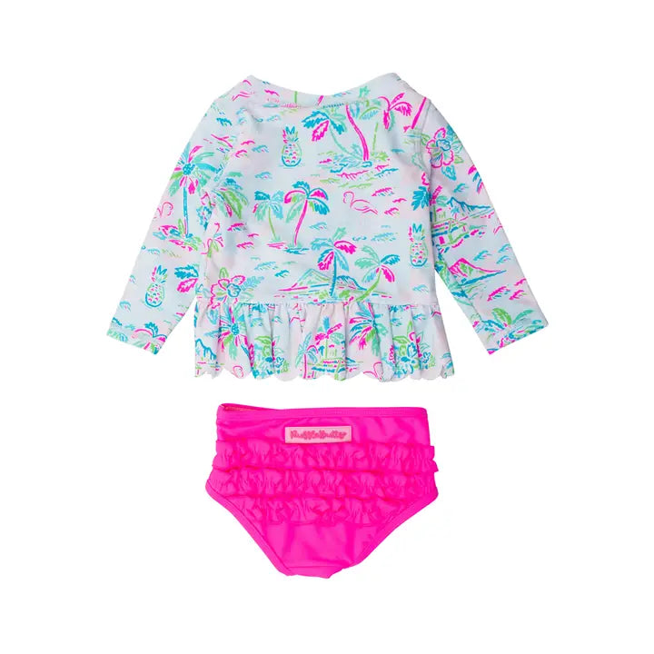 Tropical Resort Long Sleeve Rash Guard 2-Piece