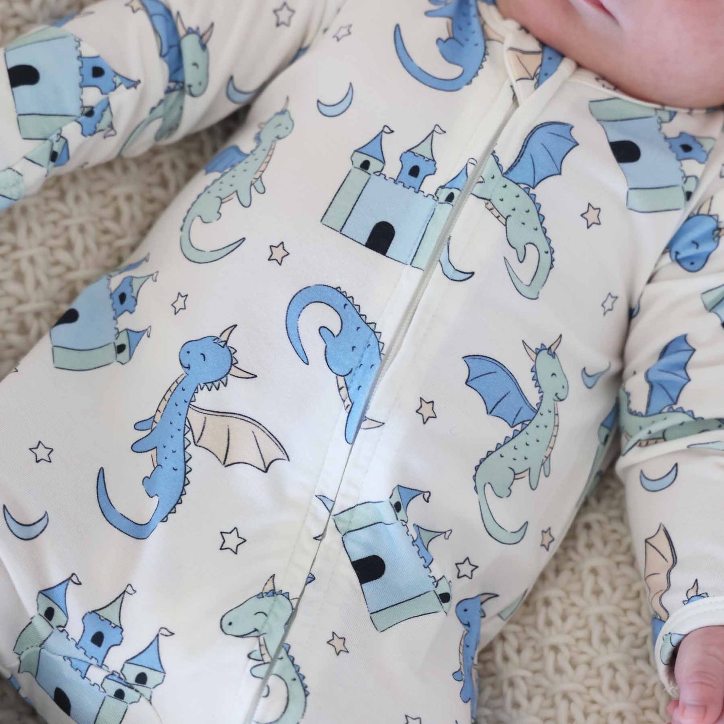 Dragon Adventure Zipper Footie | Blue