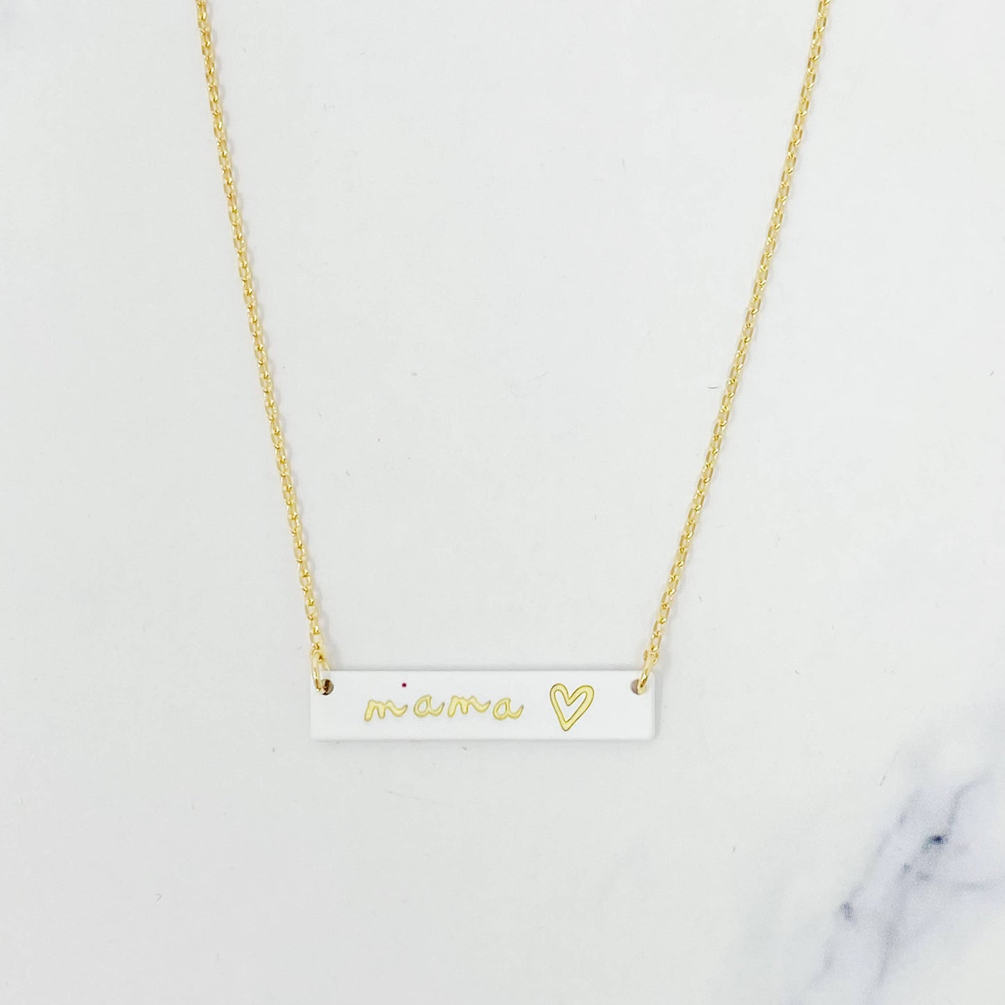 Mama Bar Heart Necklace: Pink