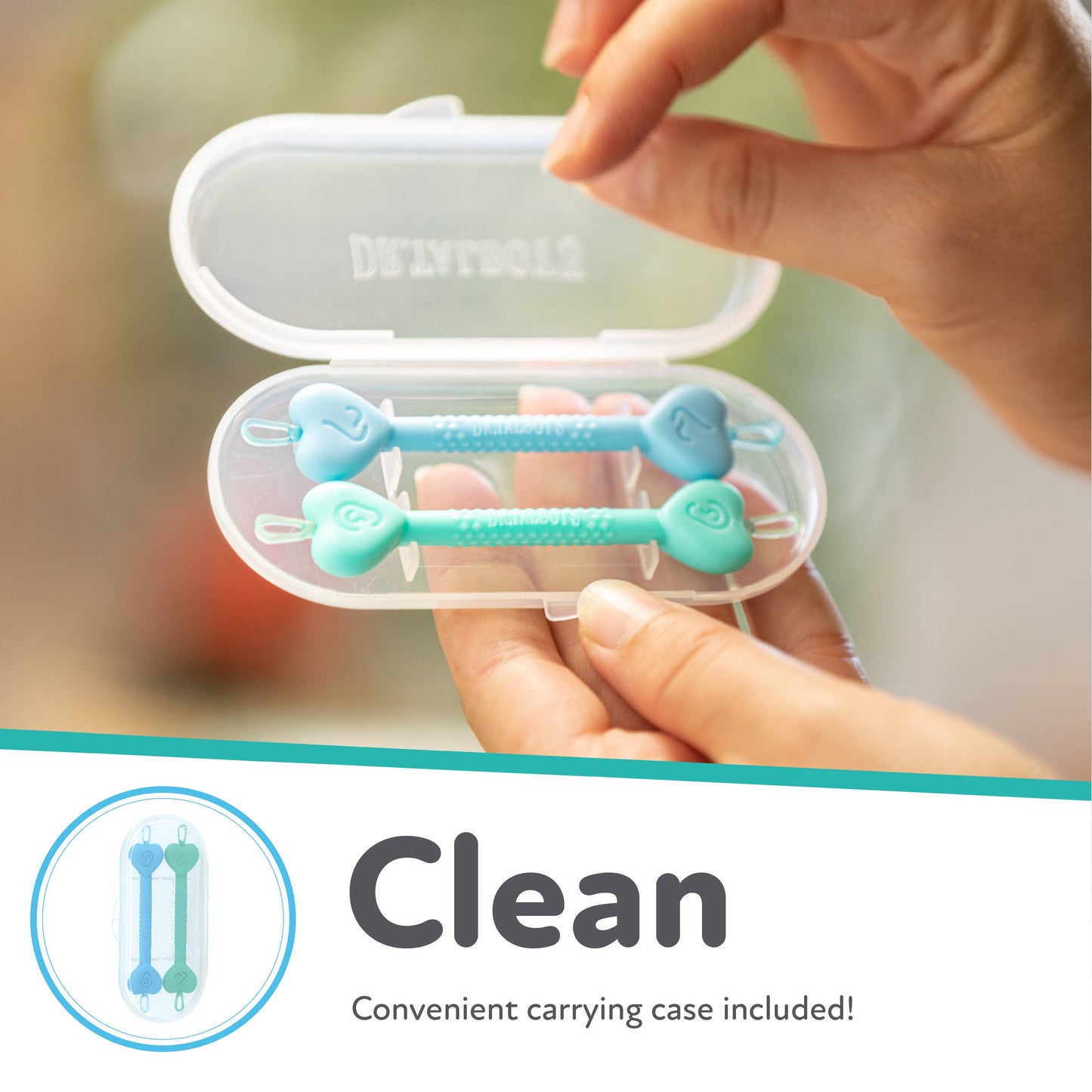 2 Pack Nose and Ear Cleaner with Case: Blue/Aqua