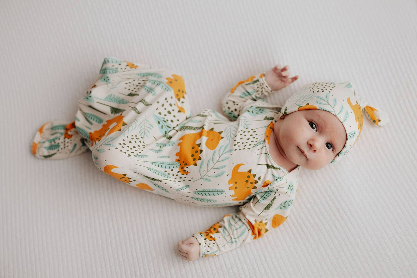 Dinosaur Knotted Gown: Gown & Hat