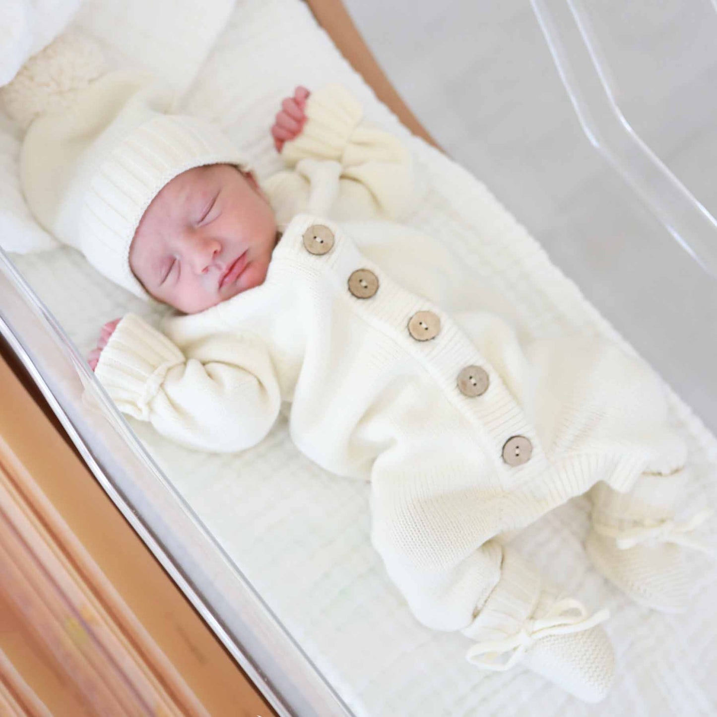 Knit Sweater Button Romper | Ivory: NB