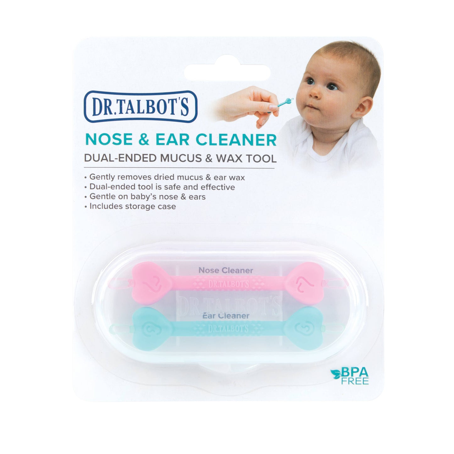 2 Pack Nose and Ear Cleaner with Case: Blue/Aqua