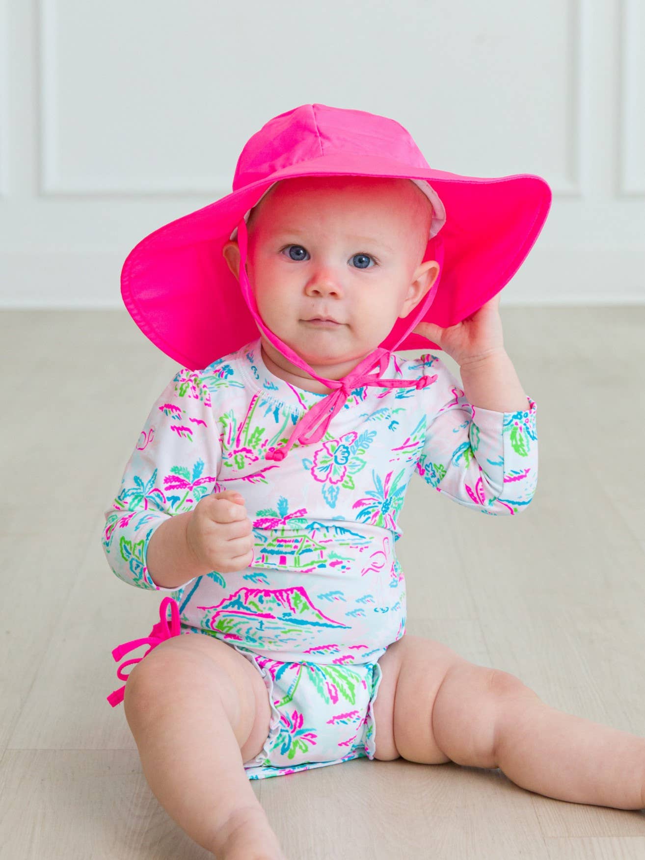Neon Magenta Sun Protective Hat: Pink / 0-6m